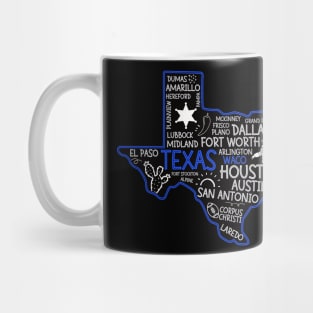 Waco Texas cute map Houston San Antonio Dallas Austin Fort Worth El Paso Mug